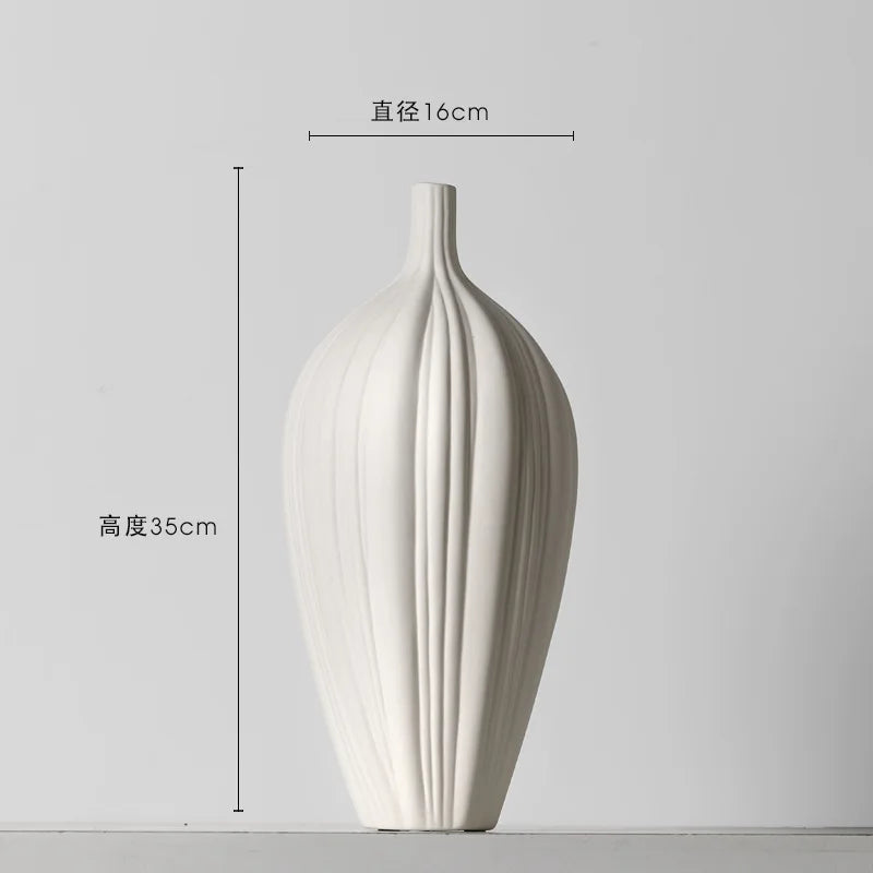🏺 Witte Keramische Vazen Chinese Stijl - Elegante Decoratieve Beeldjes voor Kunstbloemen