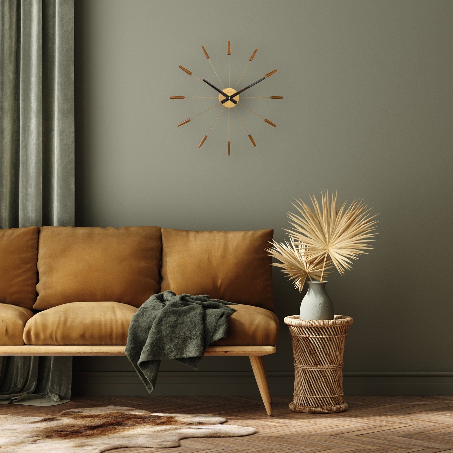 🔌 Plug-Inn Large Wandklok 58cm Hout/RVS
