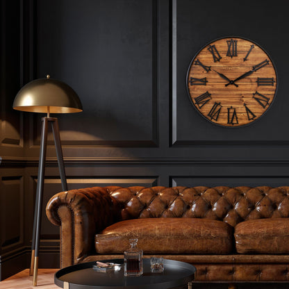🏭 Manchester Large Wandklok 50cm Donker Hout