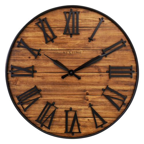 🏭 Manchester Large Wandklok 50cm Donker Hout
