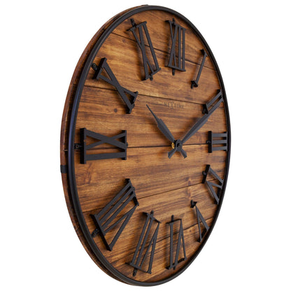 🏭 Manchester Large Wandklok 50cm Donker Hout