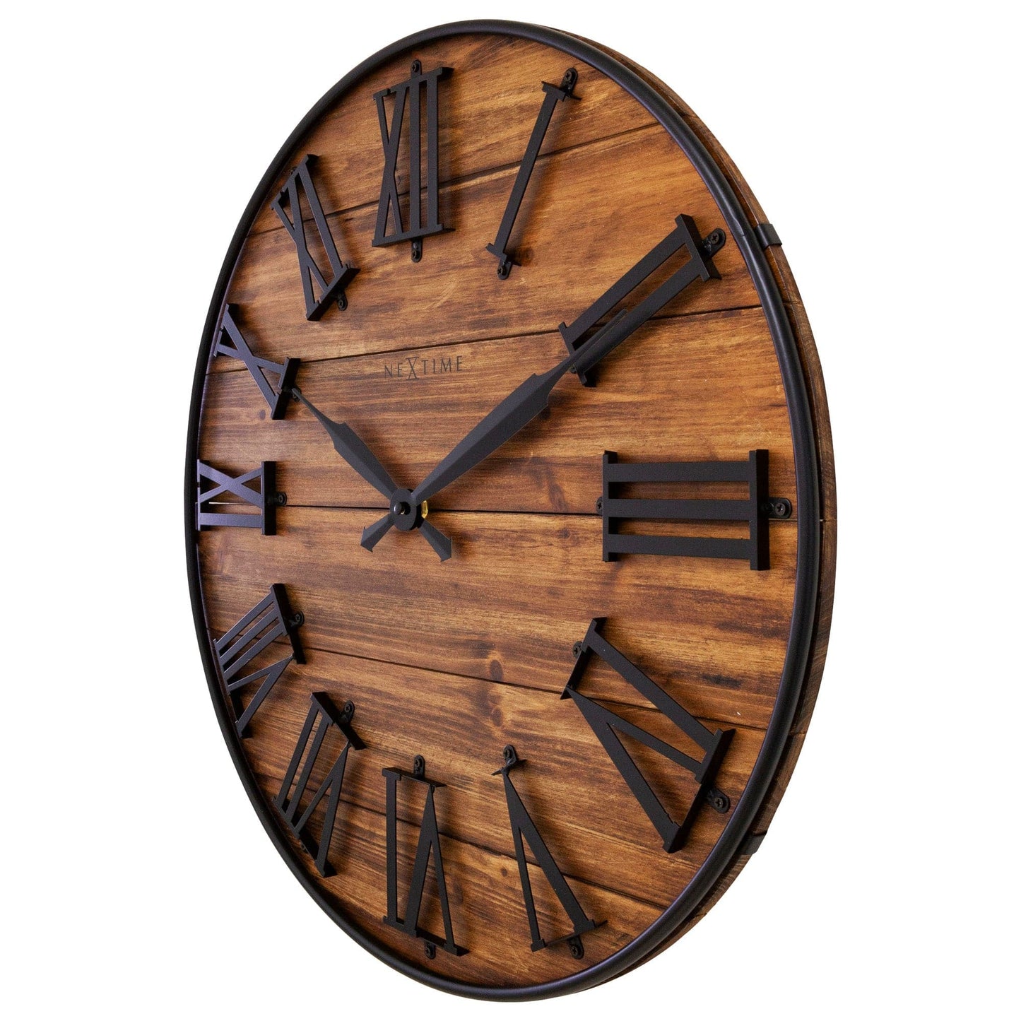 🏭 Manchester Large Wandklok 50cm Donker Hout