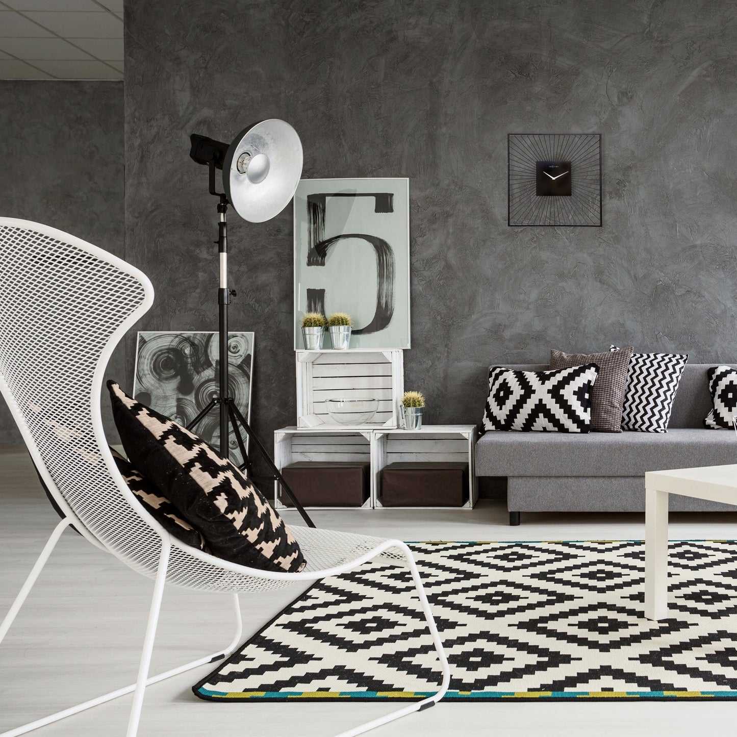 ⬛ Vasco Square Wandklok 45x45cm Zwart