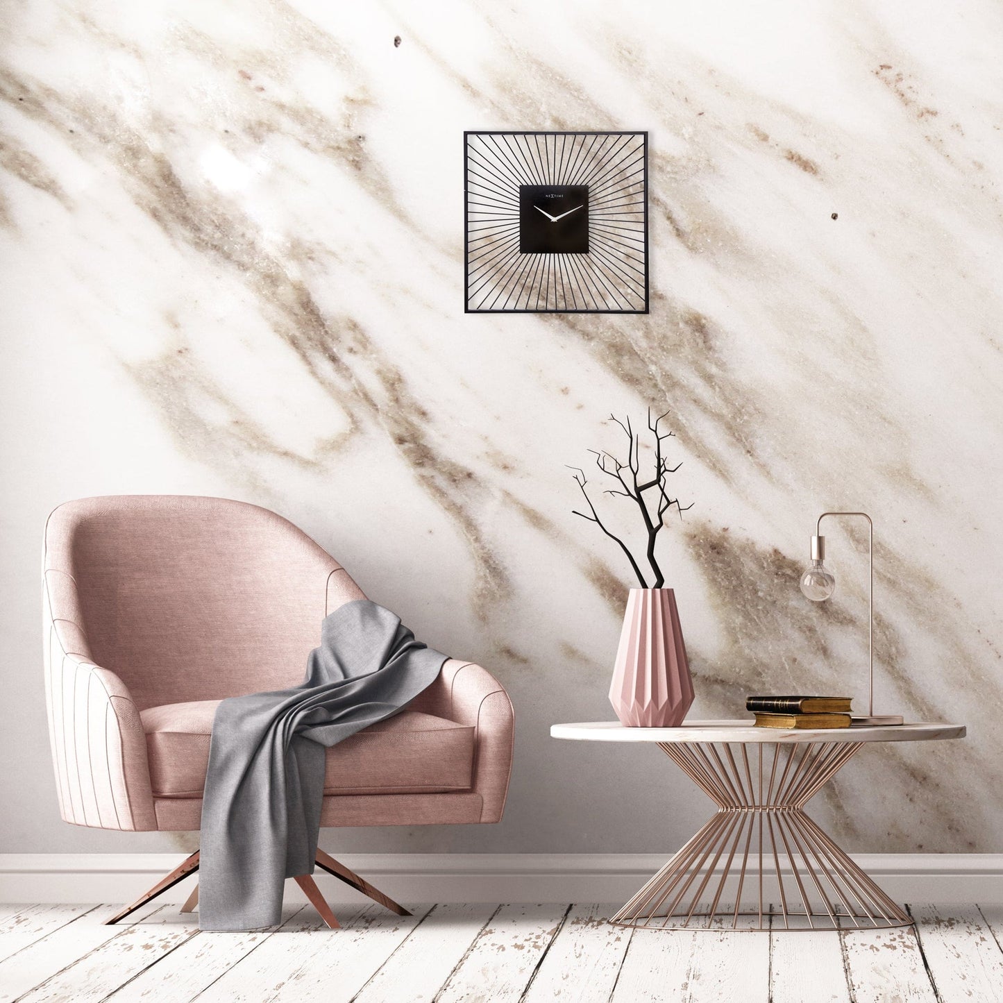 ⬛ Vasco Square Wandklok 45x45cm Zwart