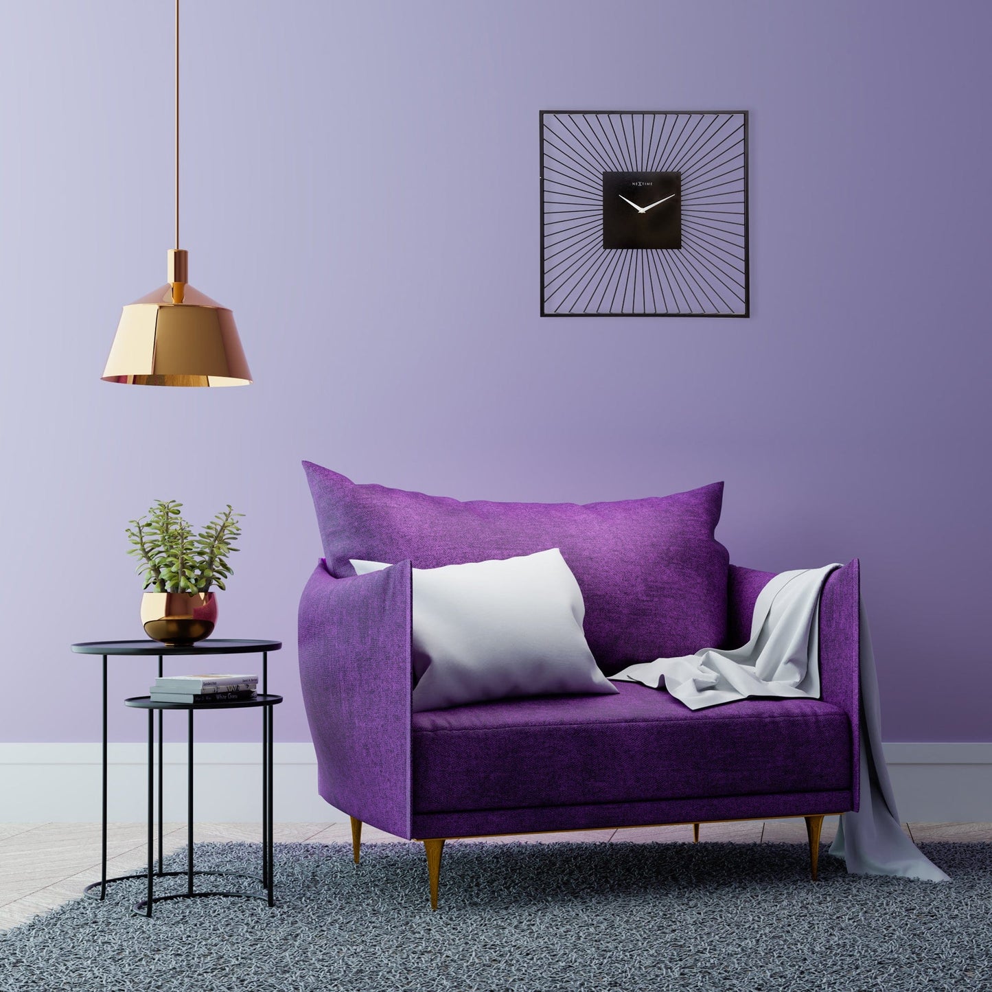 ⬛ Vasco Square Wandklok 45x45cm Zwart