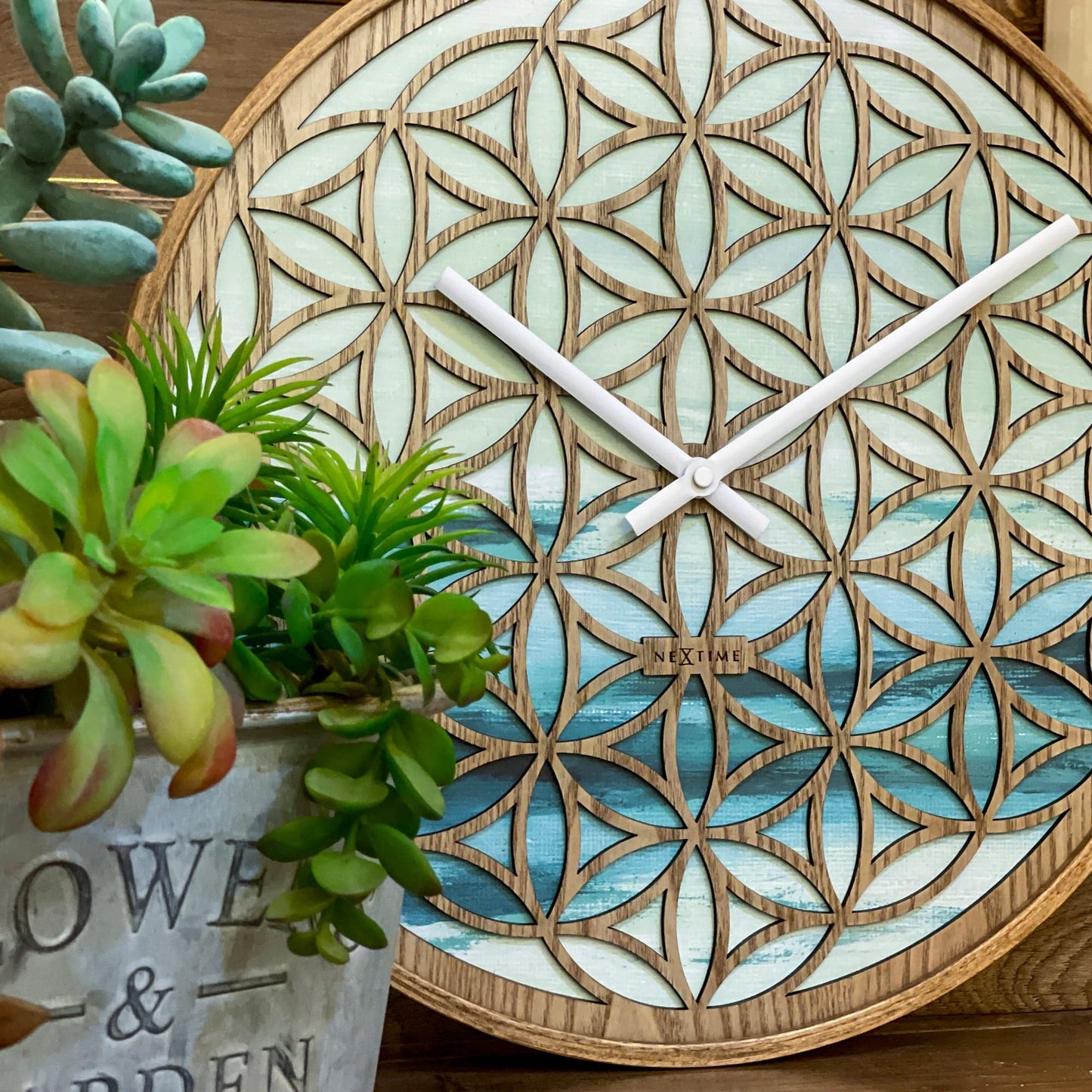 🌿 Concord Wandklok 40cm - Groene Houten Design
