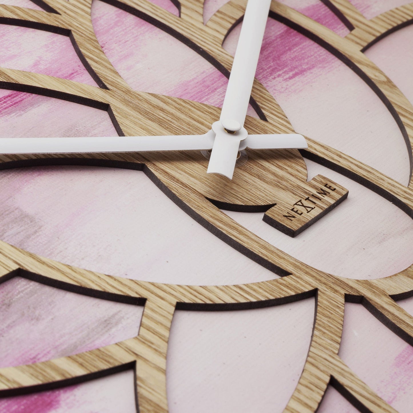 🌸 Lotus Wandklok 40cm - Roze Houten Design Klok