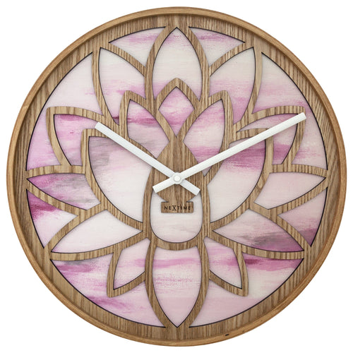 🌸 Lotus Wandklok 40cm - Roze Houten Design Klok