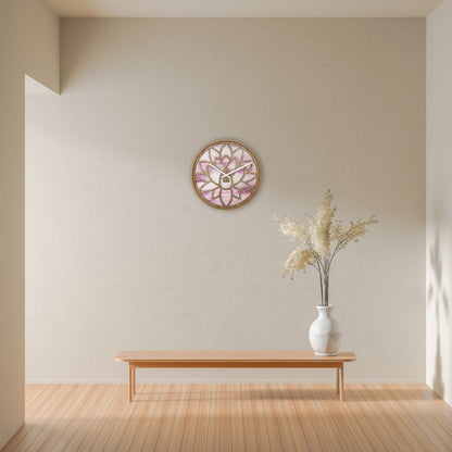 🌸 Lotus Wandklok 40cm - Roze Houten Design Klok