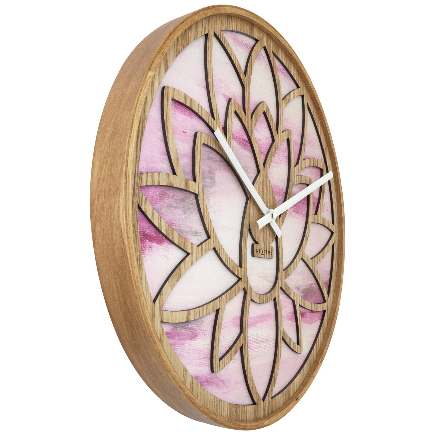 🌸 Lotus Wandklok 40cm - Roze Houten Design Klok