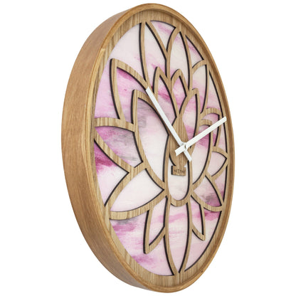 🌸 Lotus Wandklok 40cm - Roze Houten Design Klok