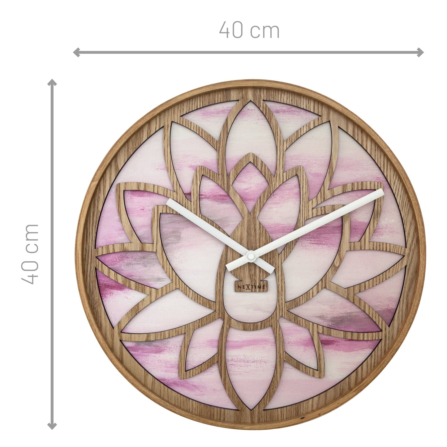 🌸 Lotus Wandklok 40cm - Roze Houten Design Klok