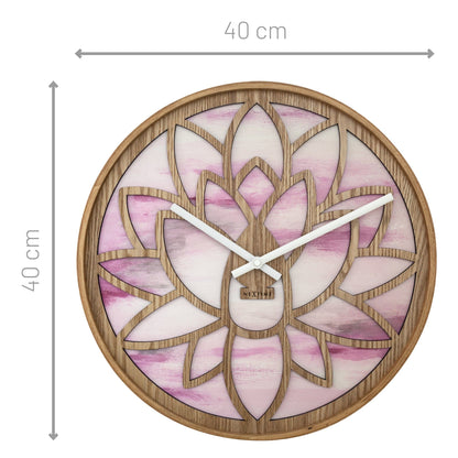 🌸 Lotus Wandklok 40cm - Roze Houten Design Klok