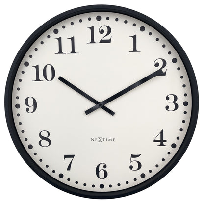 📚 NeXtime Dickens Large Wandklok 50cm - Zwart/Wit Design