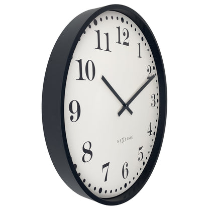 📚 NeXtime Dickens Large Wandklok 50cm - Zwart/Wit Design