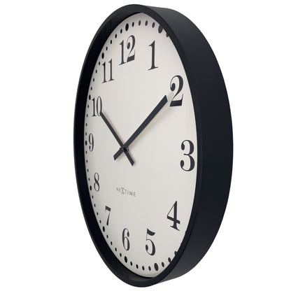 📚 NeXtime Dickens Large Wandklok 50cm - Zwart/Wit Design