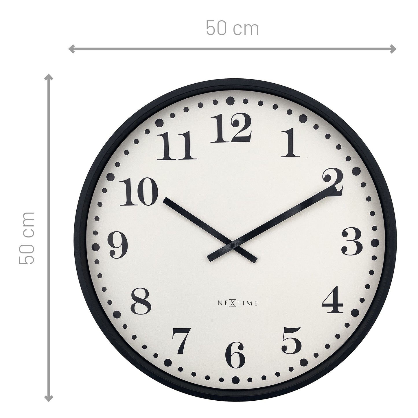 📚 NeXtime Dickens Large Wandklok 50cm - Zwart/Wit Design