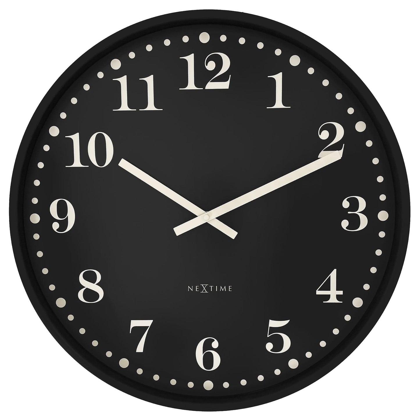 📚 NeXtime Dickens Large Wandklok 50cm - Zwart/Wit Design