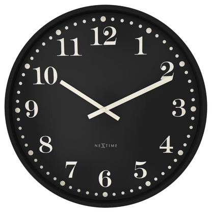 📚 NeXtime Dickens Large Wandklok 50cm - Zwart/Wit Design