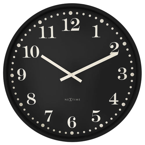 📚 NeXtime Dickens Large Wandklok 50cm - Zwart/Wit Design