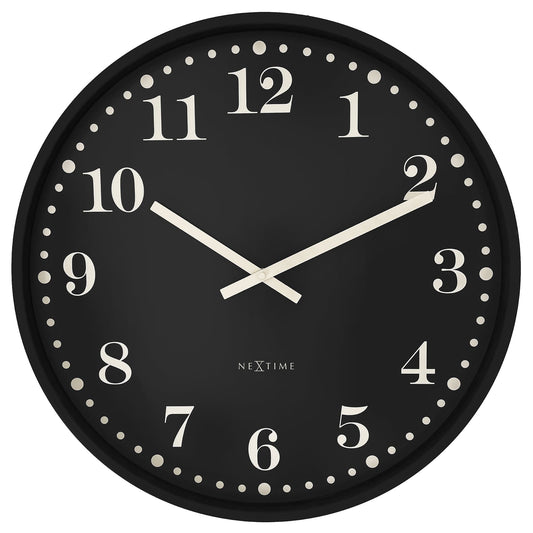 📚 NeXtime Dickens Large Wandklok 50cm - Zwart/Wit Design