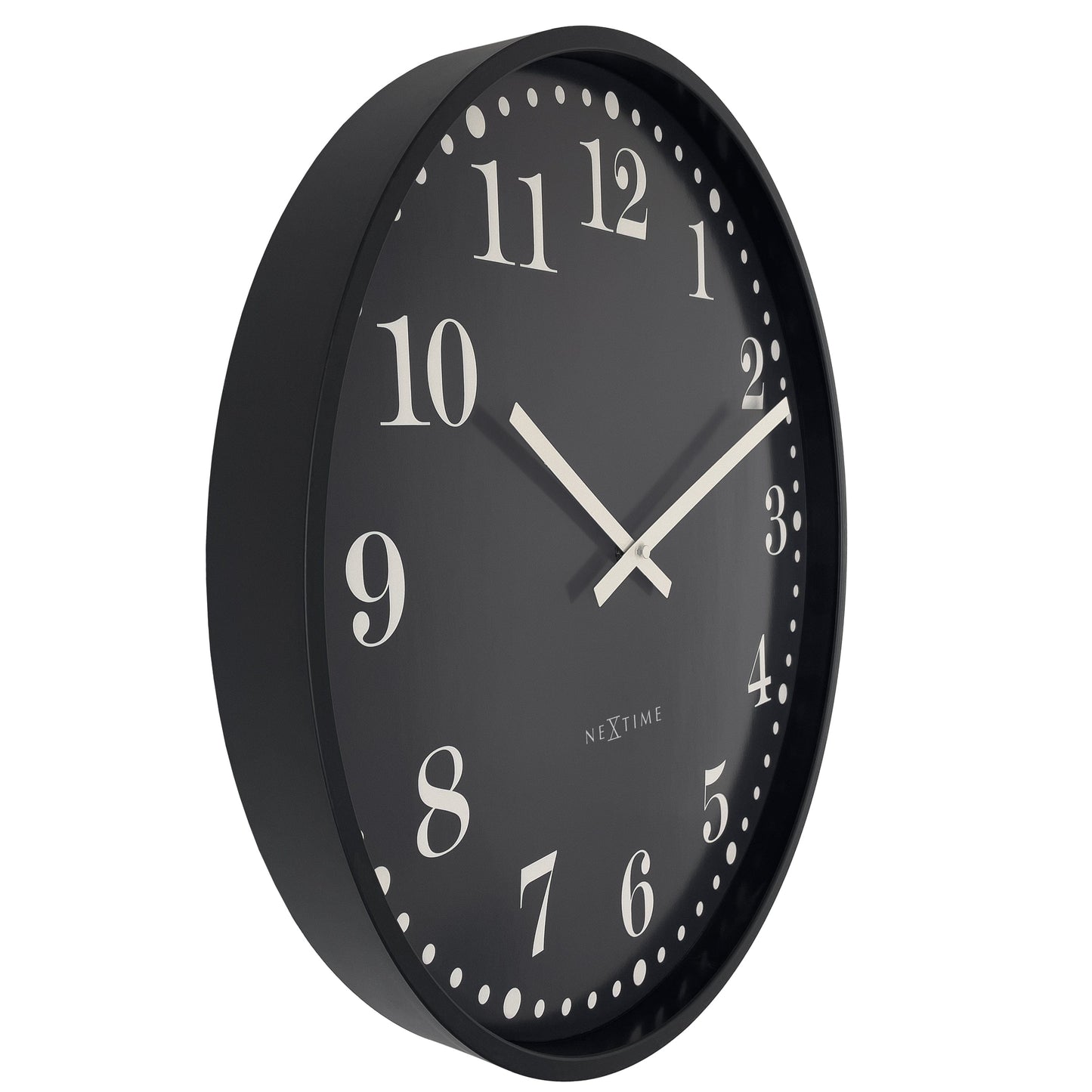 📚 NeXtime Dickens Large Wandklok 50cm - Zwart/Wit Design