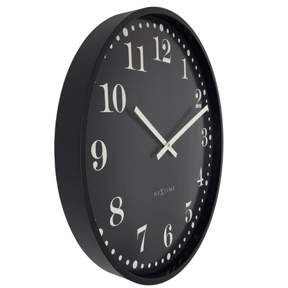 📚 NeXtime Dickens Large Wandklok 50cm - Zwart/Wit Design