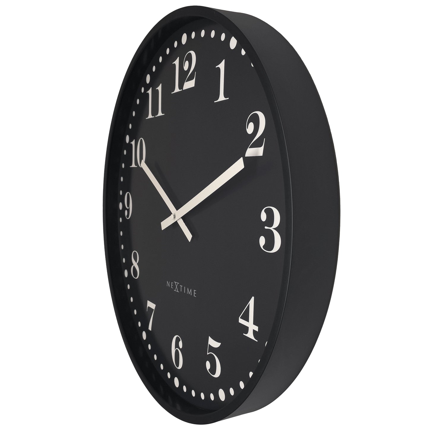 📚 NeXtime Dickens Large Wandklok 50cm - Zwart/Wit Design