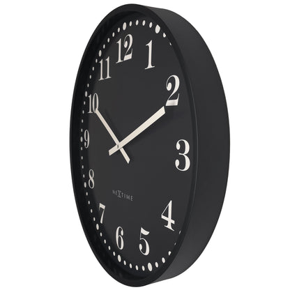 📚 NeXtime Dickens Large Wandklok 50cm - Zwart/Wit Design