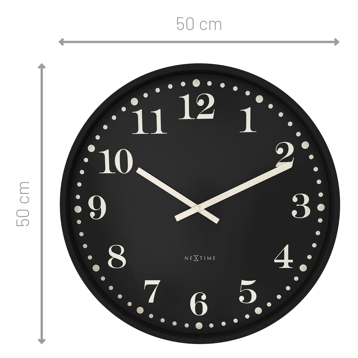 📚 NeXtime Dickens Large Wandklok 50cm - Zwart/Wit Design