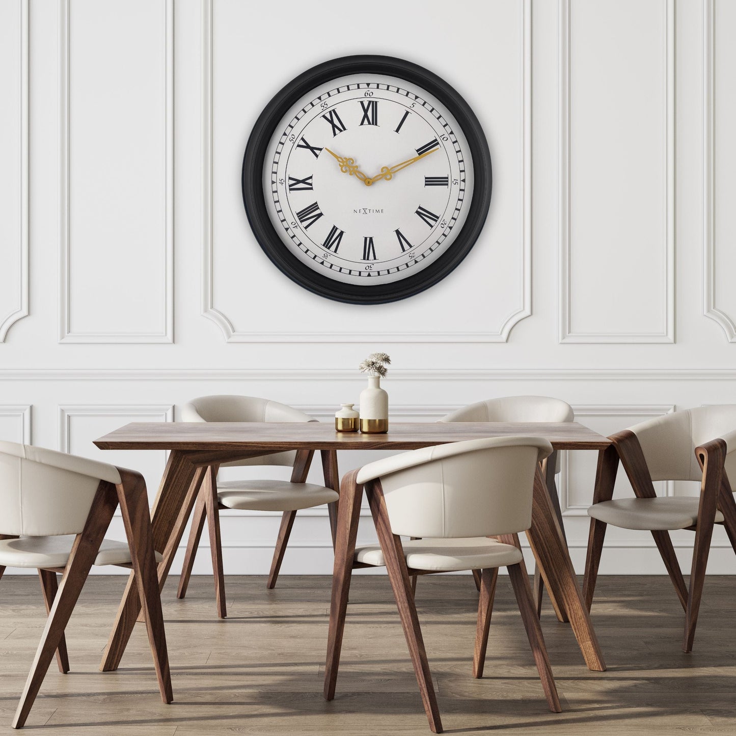 🕰️ NeXtime Chopin Large Wandklok 76cm - Zwart/Grijs Plastic Design
