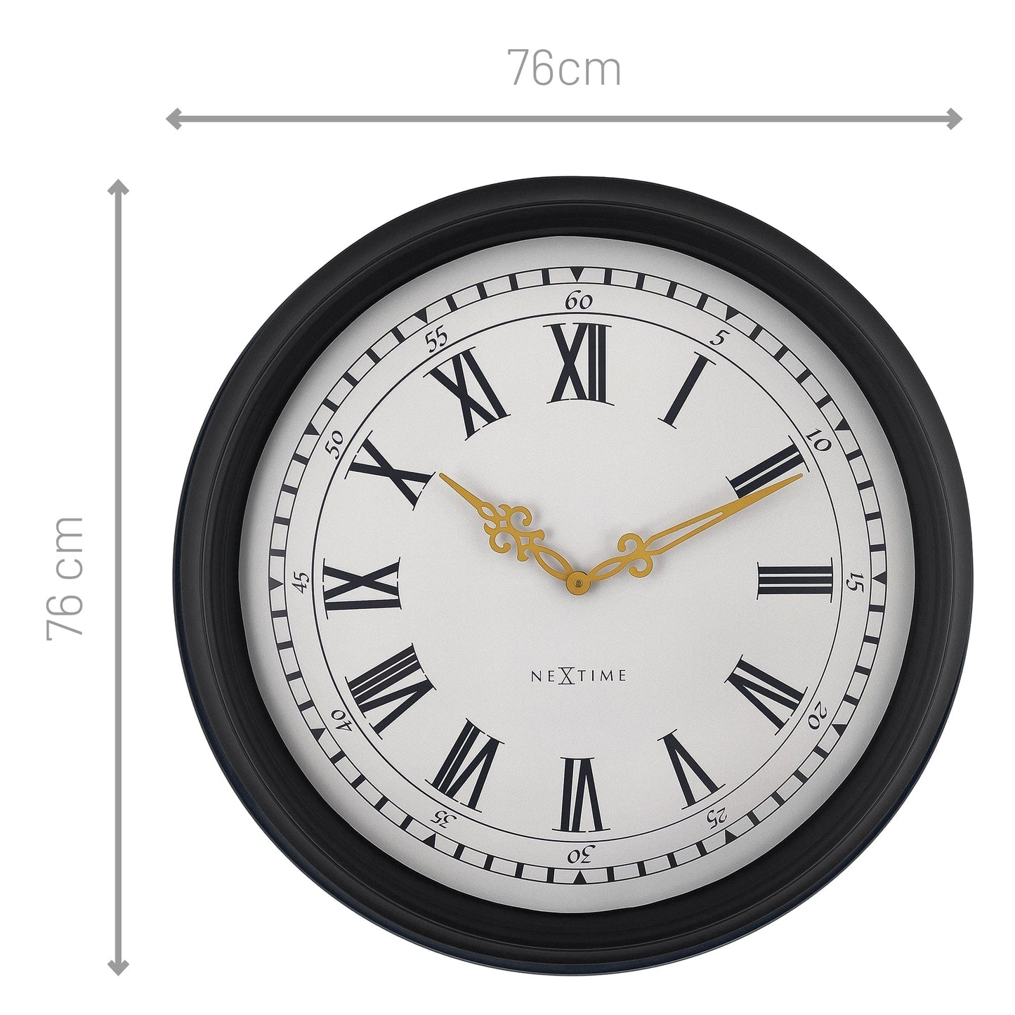 🕰️ NeXtime Chopin Large Wandklok 76cm - Zwart/Grijs Plastic Design