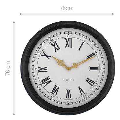 🕰️ NeXtime Chopin Large Wandklok 76cm - Zwart/Grijs Plastic Design