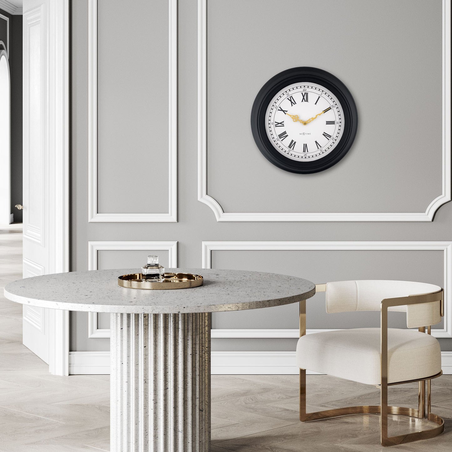 🎼 NeXtime Chopin Wandklok 40cm - Zwart/Grijs Design