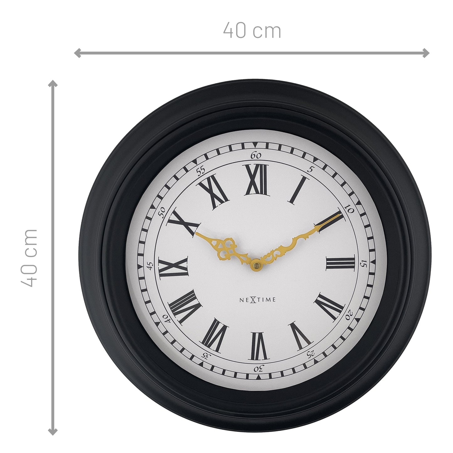 🎼 NeXtime Chopin Wandklok 40cm - Zwart/Grijs Design