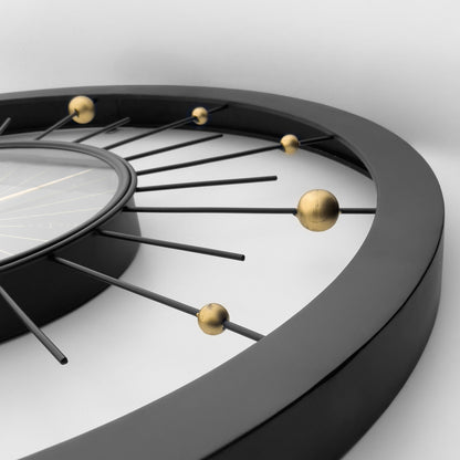 🌍 NeXtime Orbit Large Wandklok 90cm - Zwarte Metaal Design