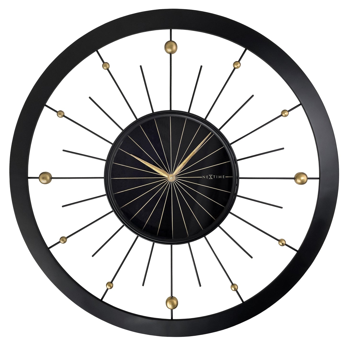 🌍 NeXtime Orbit Large Wandklok 90cm - Zwarte Metaal Design