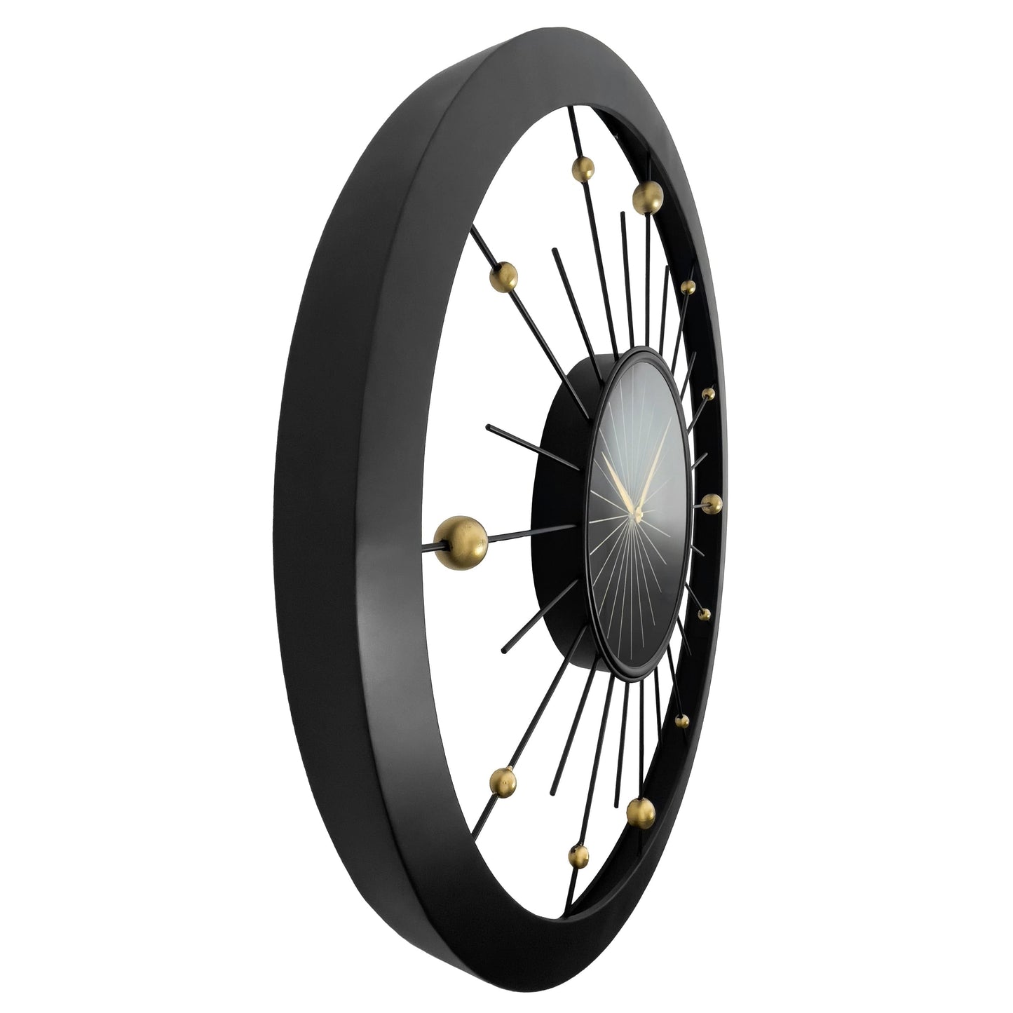 🌍 NeXtime Orbit Large Wandklok 90cm - Zwarte Metaal Design
