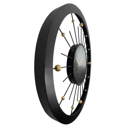 🌍 NeXtime Orbit Large Wandklok 90cm - Zwarte Metaal Design