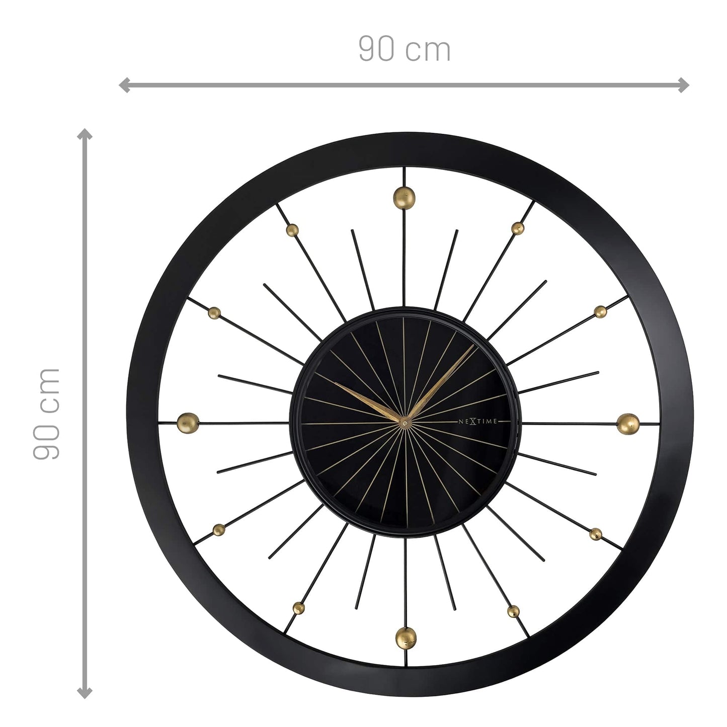 🌍 NeXtime Orbit Large Wandklok 90cm - Zwarte Metaal Design
