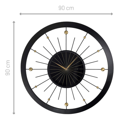 🌍 NeXtime Orbit Large Wandklok 90cm - Zwarte Metaal Design
