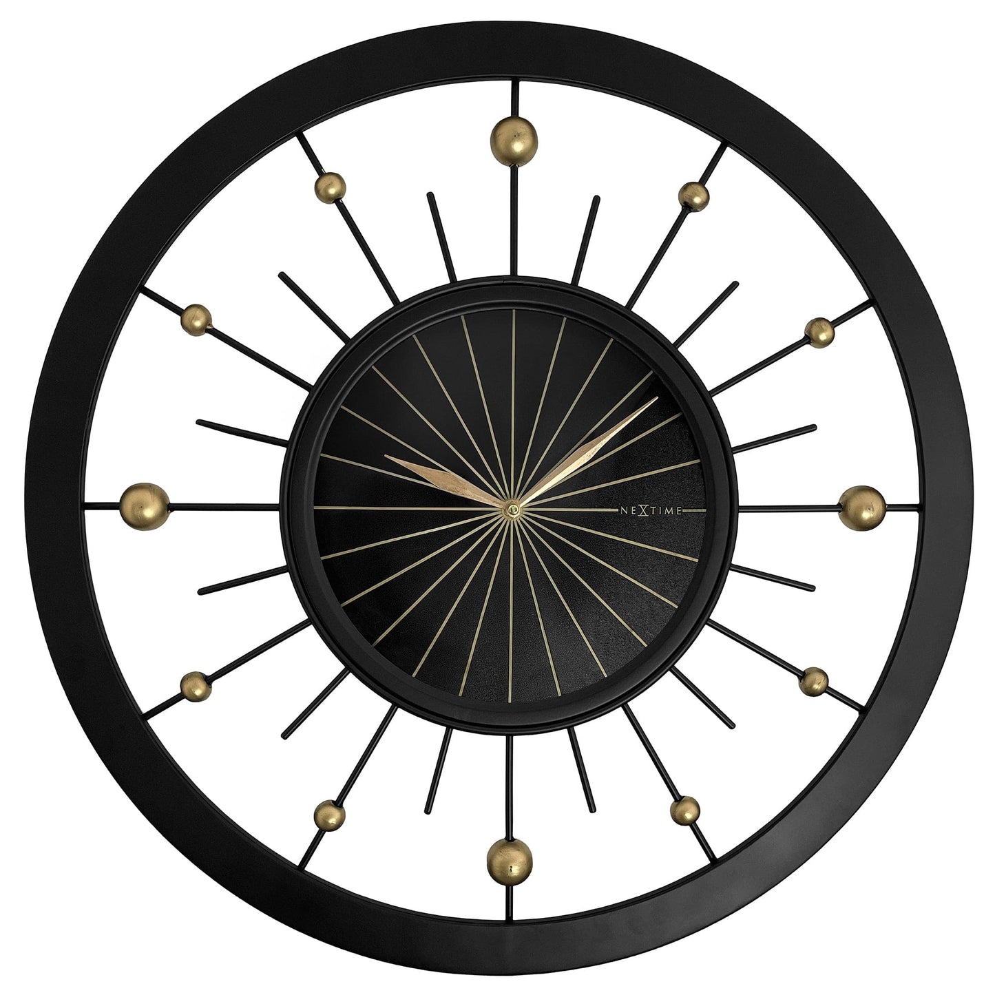 🌍 NeXtime Orbit Wandklok 60cm - Zwarte Metaal Design