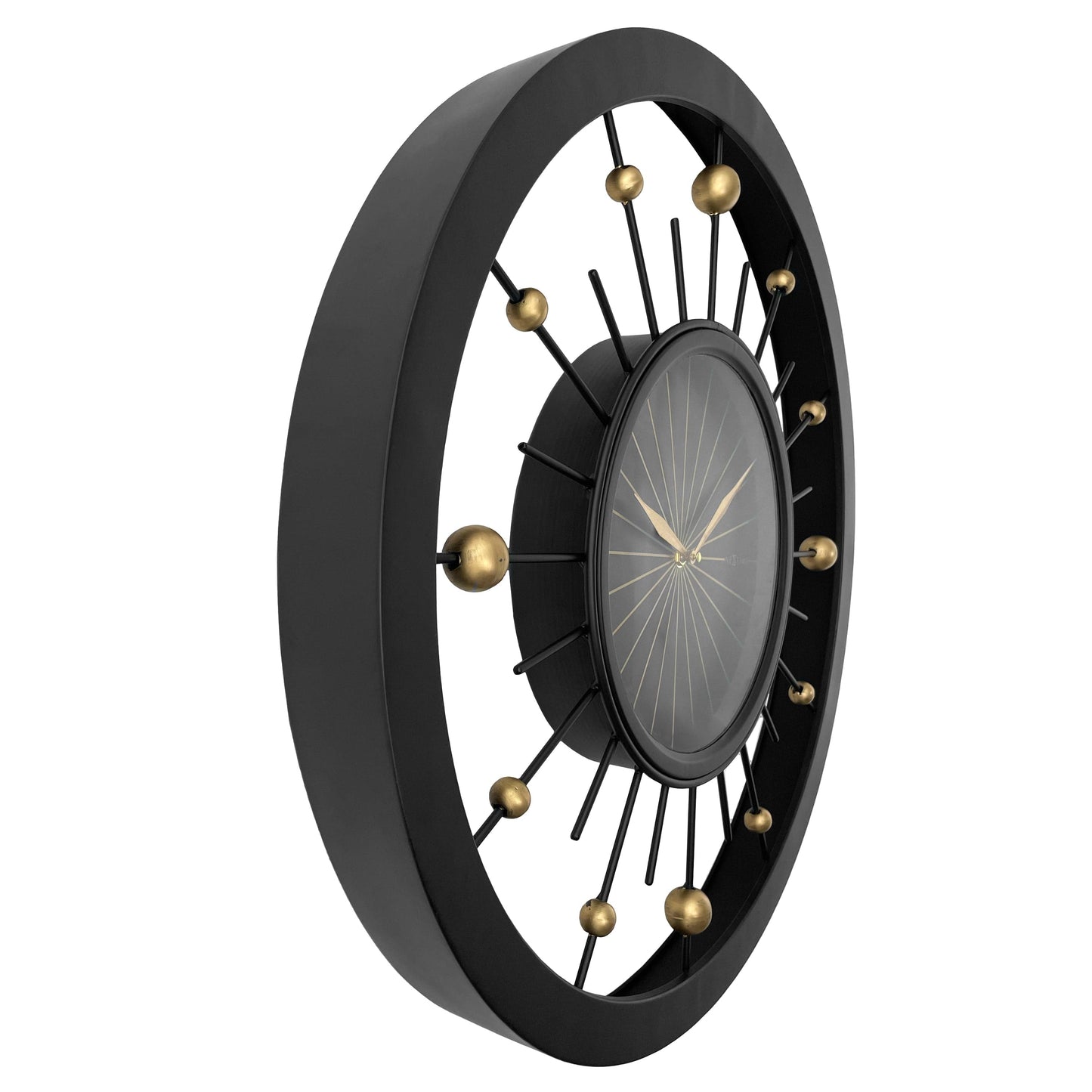 🌍 NeXtime Orbit Wandklok 60cm - Zwarte Metaal Design