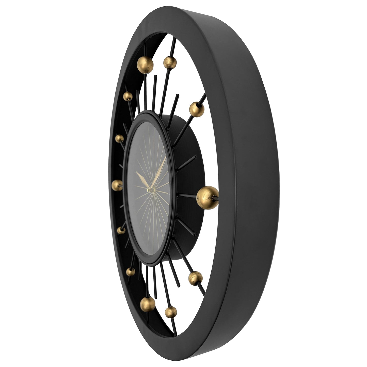 🌍 NeXtime Orbit Wandklok 60cm - Zwarte Metaal Design
