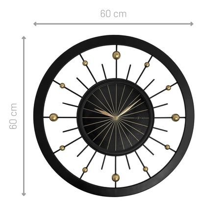 🌍 NeXtime Orbit Wandklok 60cm - Zwarte Metaal Design