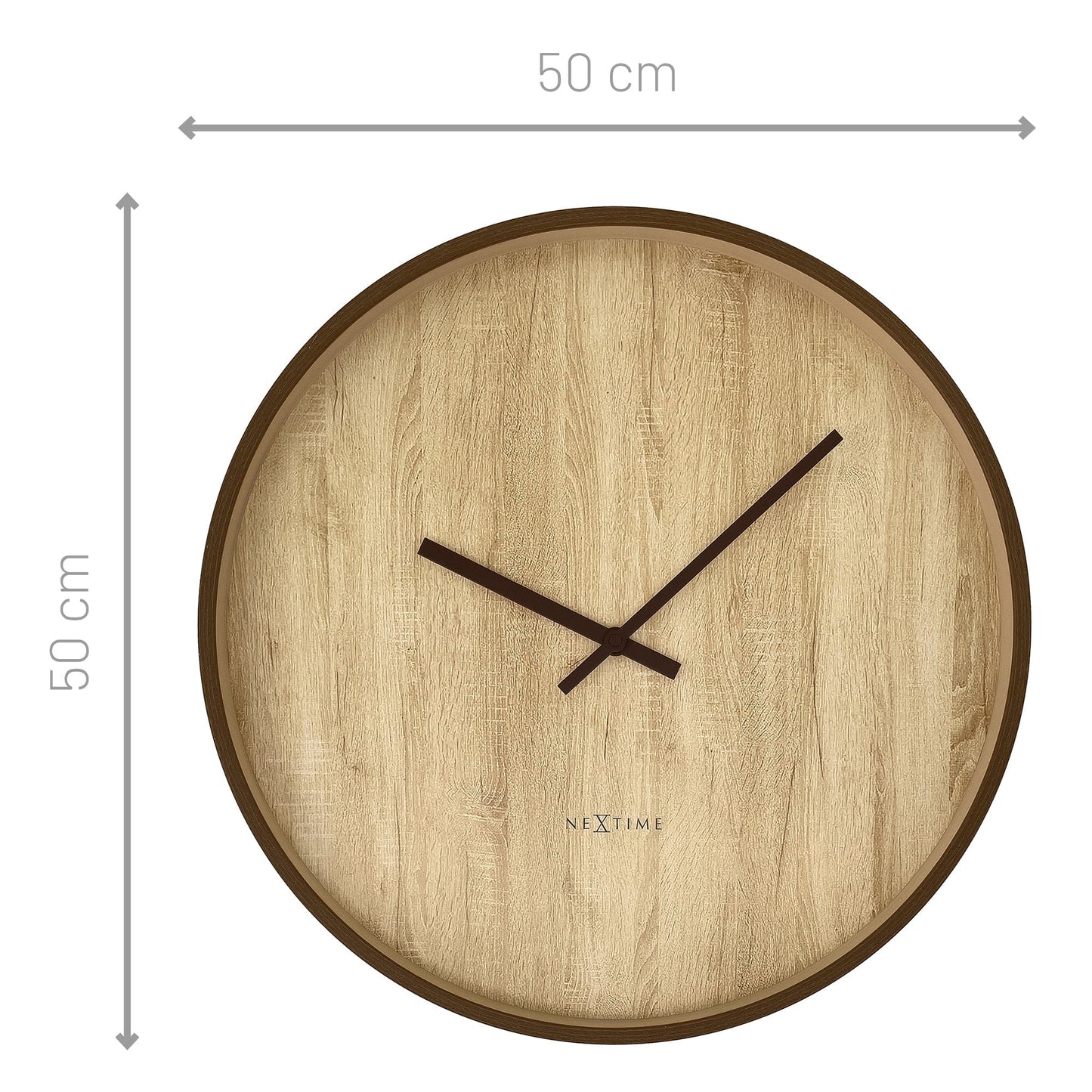 🕰️ NeXtime Oslo Large Wandklok 50cm - Donkerbruin/Lichtbruin Design