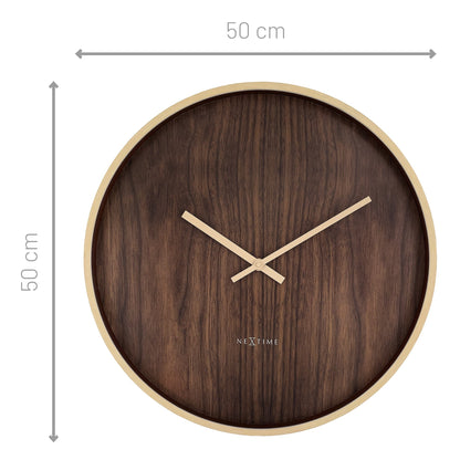 🕰️ NeXtime Oslo Large Wandklok 50cm - Donkerbruin/Lichtbruin Design