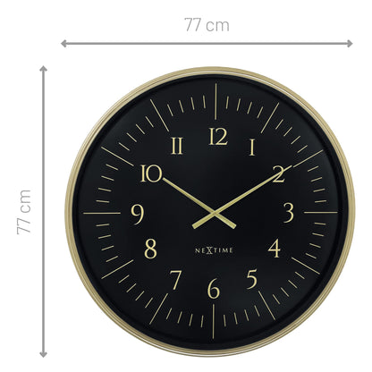 🌌 NeXtime Galaxy Large Wandklok 77cm - Zwart/Wit Ruimte Design