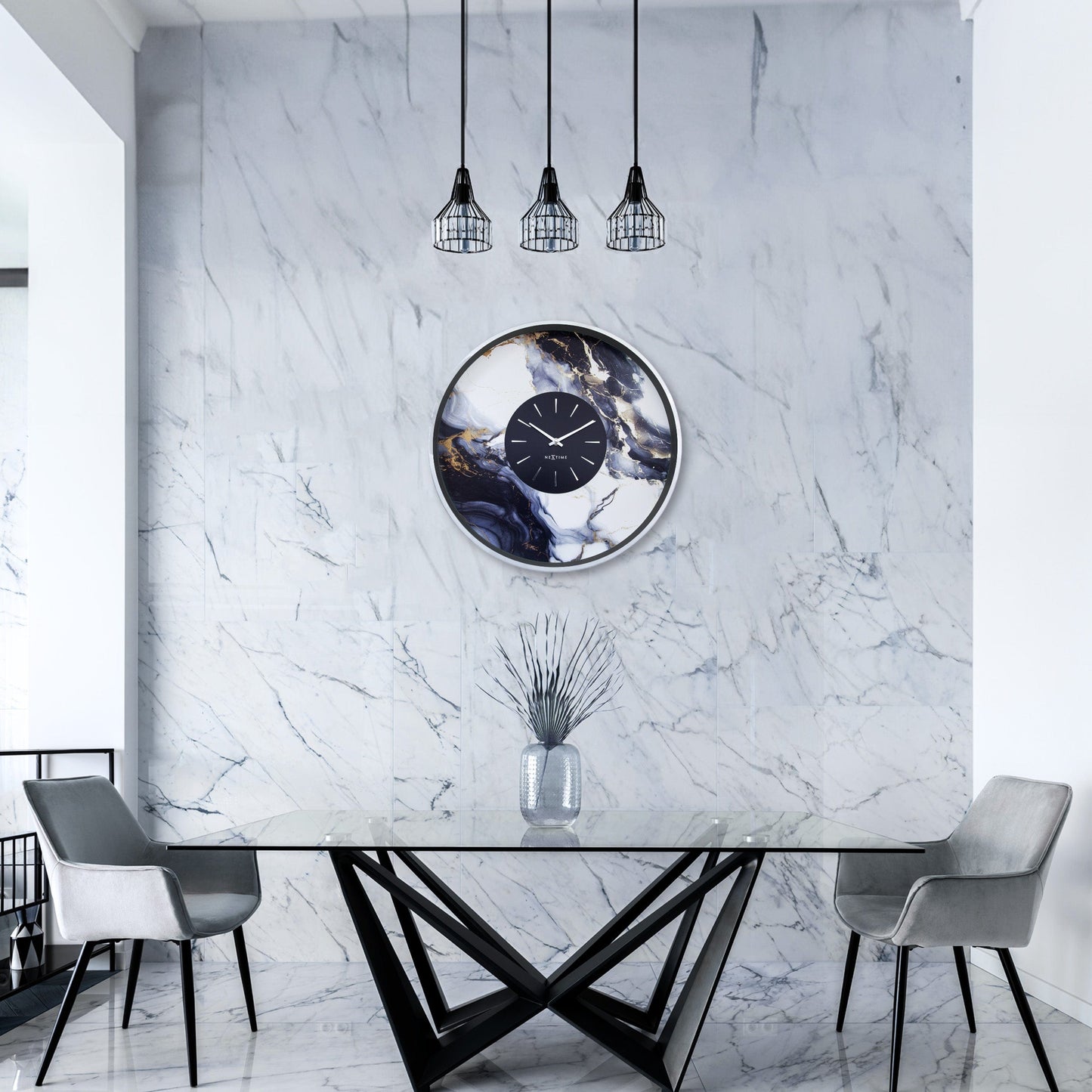 💎 NeXtime Marble Duo Wandklok 48cm