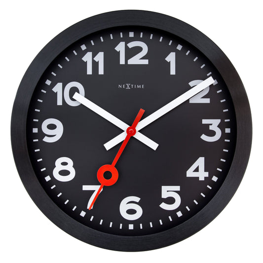 🚂 NeXtime Station All Black Wandklok 35cm